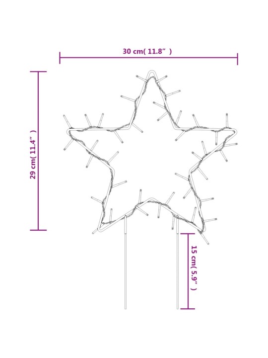 Jõulukaunistus täht, 3 tk, 50 LEDi, 29cm