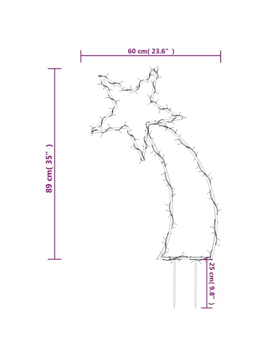 Jõulukaunistus meteoor koos vaiadega, 115 ledi, 89 cm