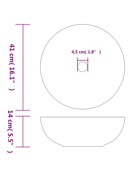 Valamu tööpinnale, valge ja sinine, ümar, φ41x14, keraamiline