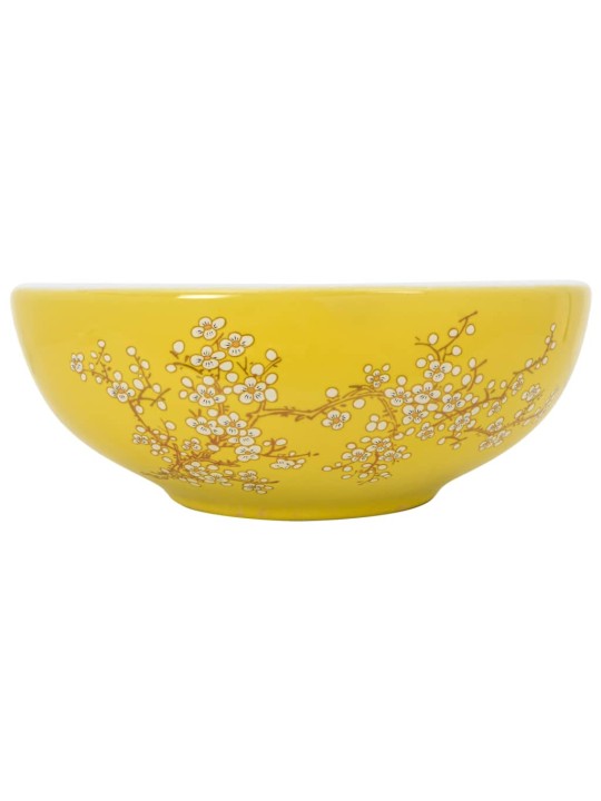 Valamu tööpinnale, valge ja kollane, ümar, φ41x14, keraamiline
