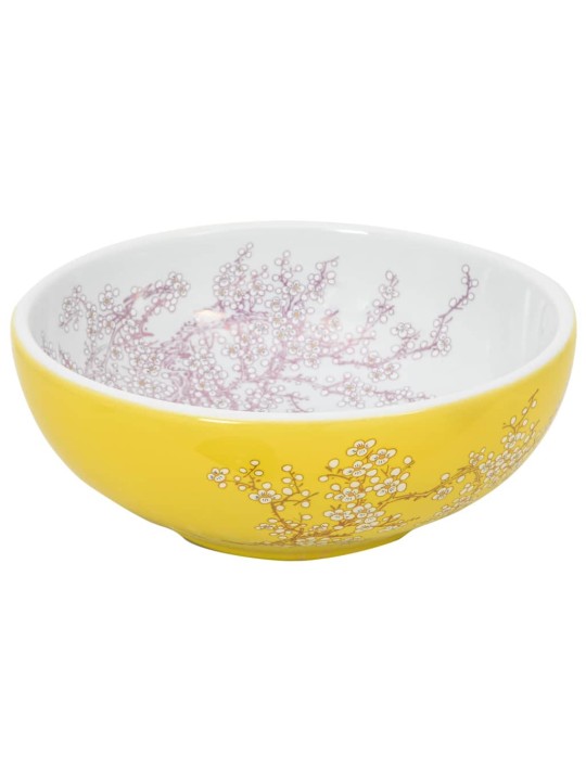 Valamu tööpinnale, valge ja kollane, ümar, φ41x14, keraamiline