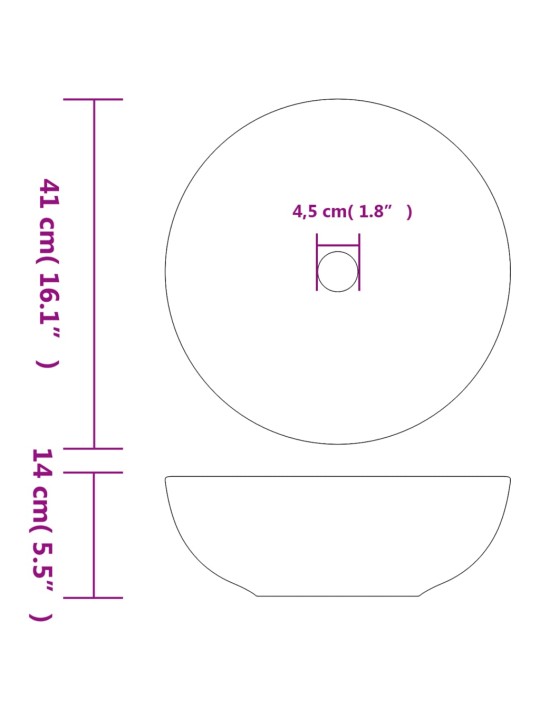 Valamu tööpinnale, valge ja kollane, ümar, φ41x14, keraamiline