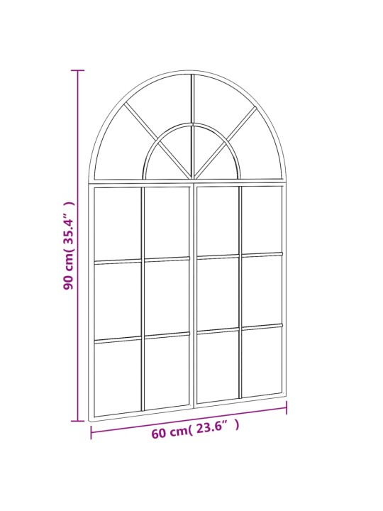 Seinapeegel, must, 60x90 cm, kaarekujuline, raud