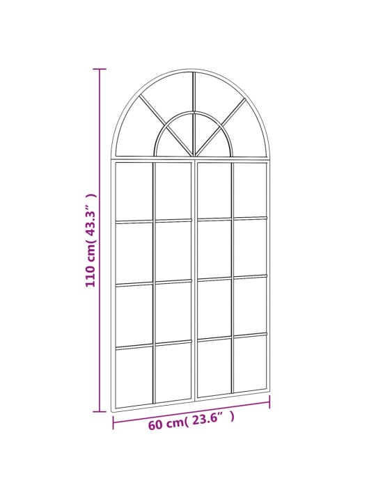 Seinapeegel, must, 60 x 110 cm, kaarekujuline, raud