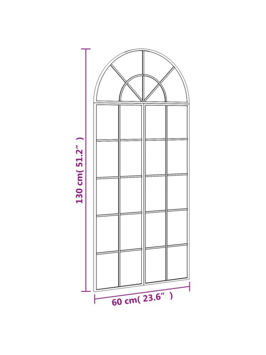 Seinapeegel, must, 60 x 130 cm, kaarekujuline, raud