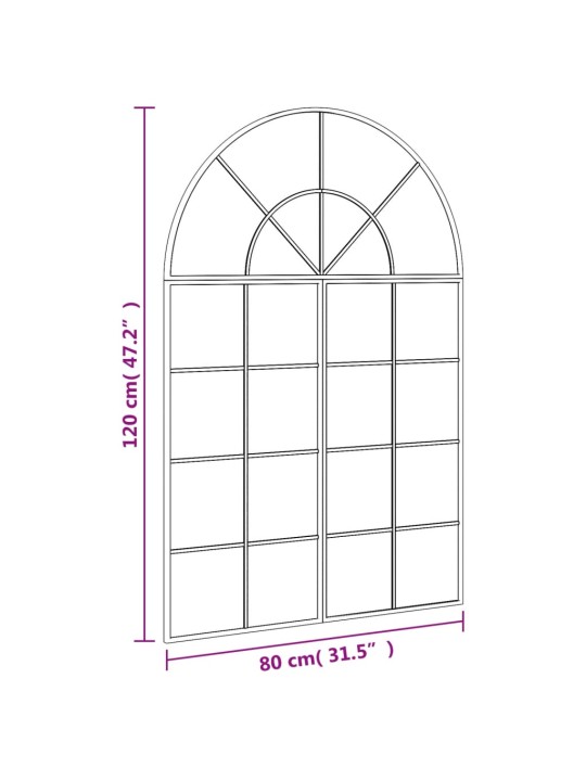 Seinapeegel, must, 80 x 120 cm, kaarekujuline, raud