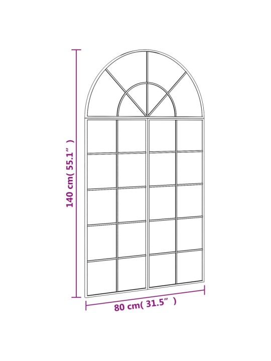 Seinapeegel, must, 80x140 cm, kaarekujuline, raud