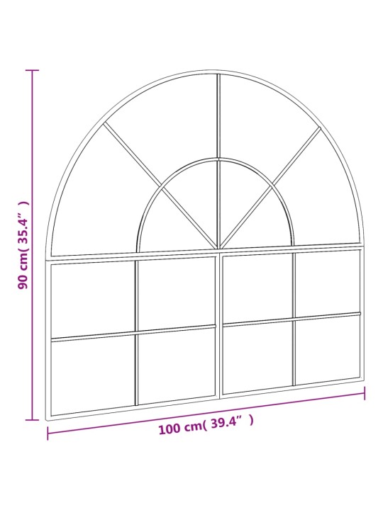 Seinapeegel, must, 100x90 cm, kaarekujuline, raud