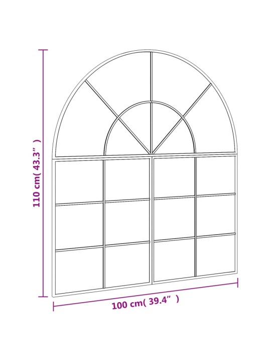 Seinapeegel, must, 100 x 110 cm, kaarekujuline, raud