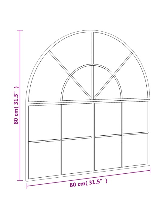 Seinapeegel, must, 80x80 cm, kaarekujuline, raud