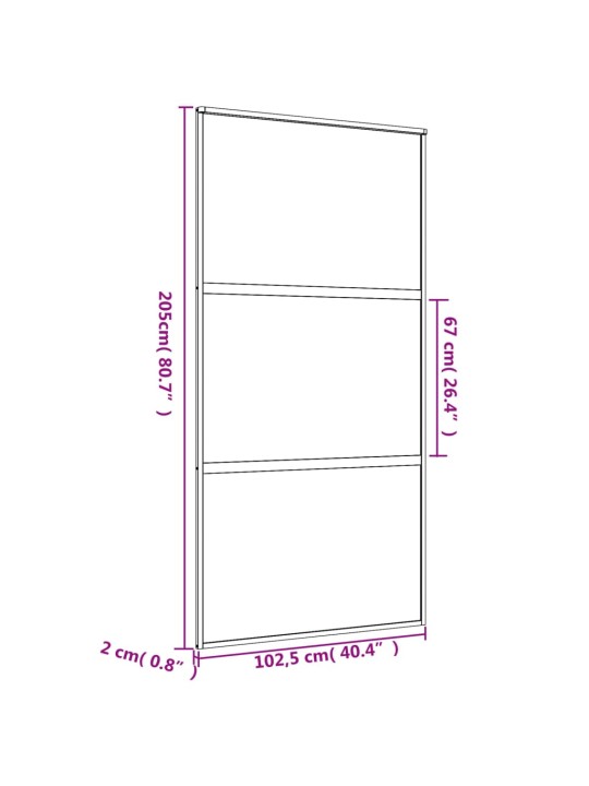 Liuguks, kuldne, 102,5x205 cm, läbipaistev esg-klaas/alumiinium