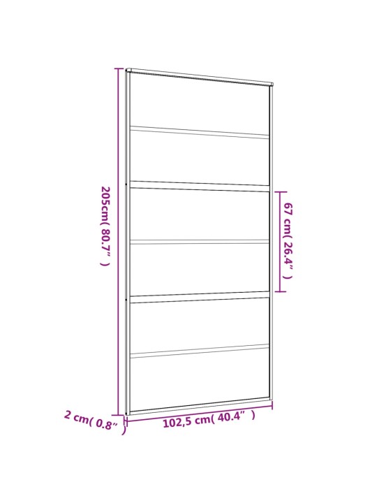 Liuguks, kuldne, 102,5x205 cm, läbipaistev esg-klaas/alumiinium