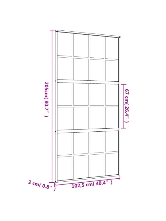 Liuguks, kuldne, 102,5x205 cm, läbipaistev esg-klaas/alumiinium