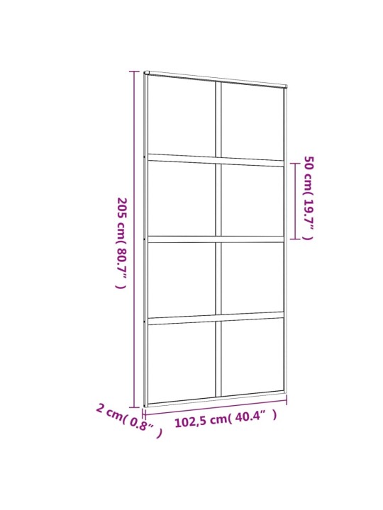 Liuguks, kuldne, 102,5x205 cm, läbipaistev esg-klaas/alumiinium