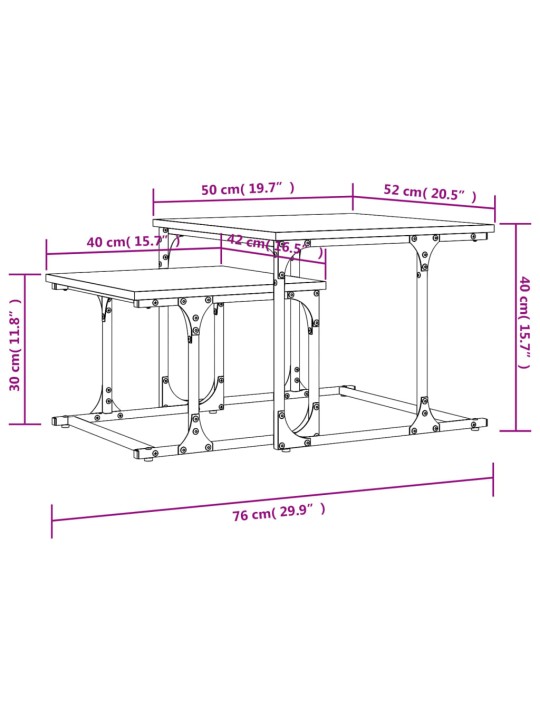 Üksteise alla mahtuvad kohvilauad 2 tk, pruun tamm, tehispuit