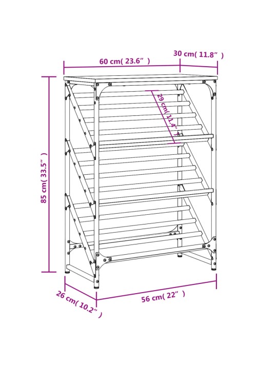 Kingakapp, hall sonoma tamm, 60 x 30 x 85 cm, tehispuit