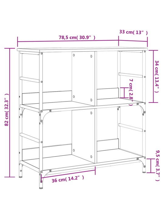 Raamaturiiul, hall sonoma tamm, 78,5x33x82 cm, tehispuit