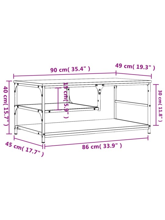 Kohvilaud, pruun tamm, 90 x 49 x 40 cm, tehispuit