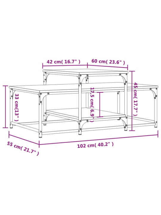 Kohvilaud, hall sonoma tamm, 102 x 60 x 45 cm, tehispuit