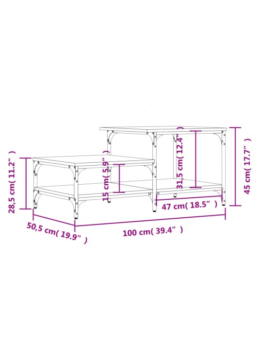 Kohvilaud, hall sonoma tamm, 100 x 50,5 x 45 cm, tehispuit