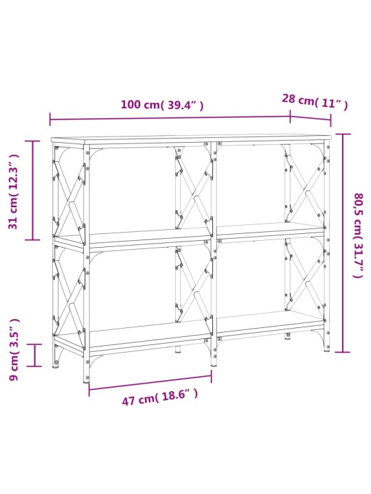 Konsoollaud, must, 100 x 28 x 80,5 cm, tehispuit