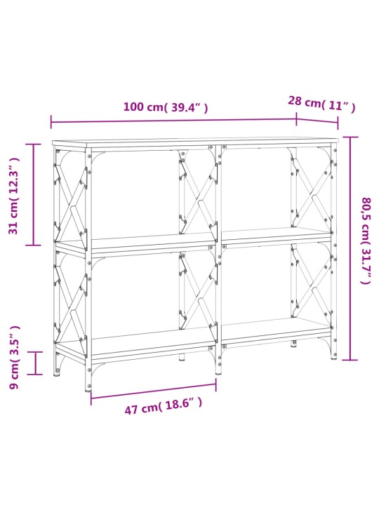 Konsoollaud, hall sonoma tamm, 100 x 28 x 80,5 cm, tehispuit