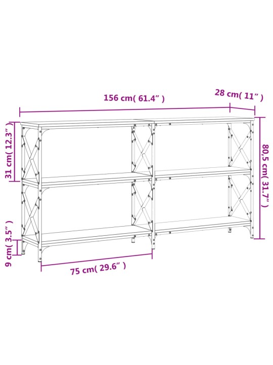 Konsoollaud, hall sonoma tamm, 156 x 28 x 80,5 cm, tehispuit