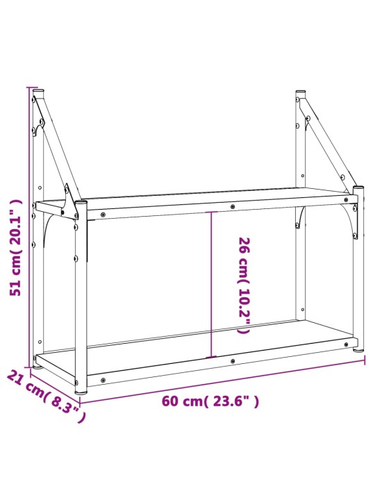 3-korruseline seinariiul, hall sonoma, 60x21x51 cm, tehispuit