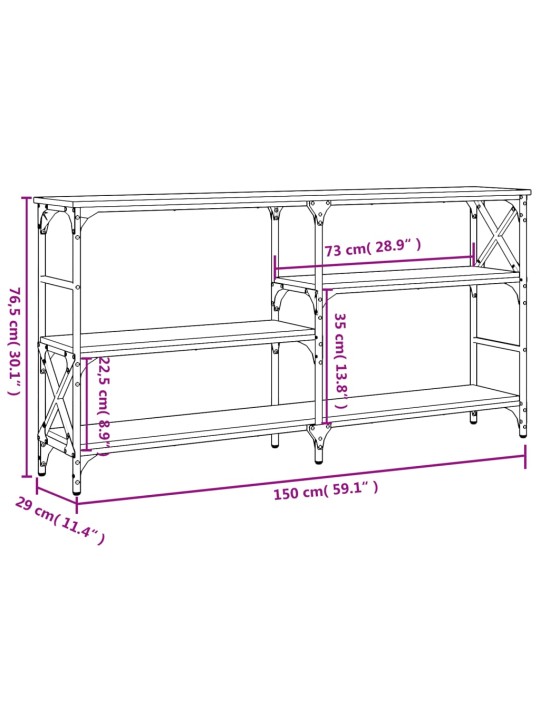 Konsoollaud, hall sonoma tamm, 150 x 29 x 76,5 cm, tehispuit