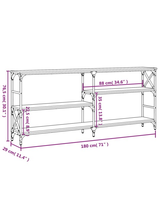 Konsoollaud, hall sonoma tamm, 180 x 29 x 76,5 cm, tehispuit