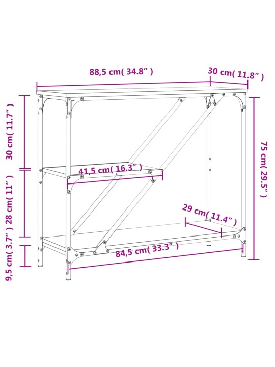 Konsoollaud, must, 88,5 x 30 x 75 cm, tehispuit