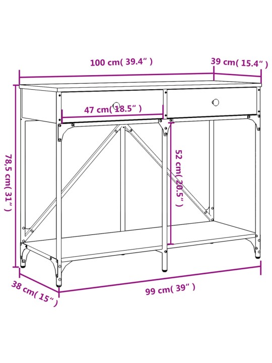 Konsoollaud, must, 100 x 39 x 78,5 cm, tehispuit