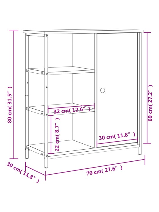 Puhvetkapp, hall sonoma tamm, 70x30x80 cm, tehispuit