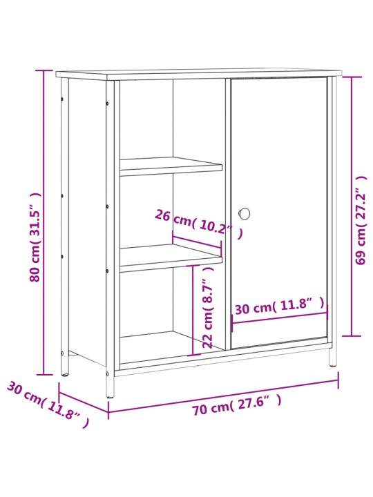 Puhvetkapp, hall sonoma tamm, 70x30x80 cm, tehispuit