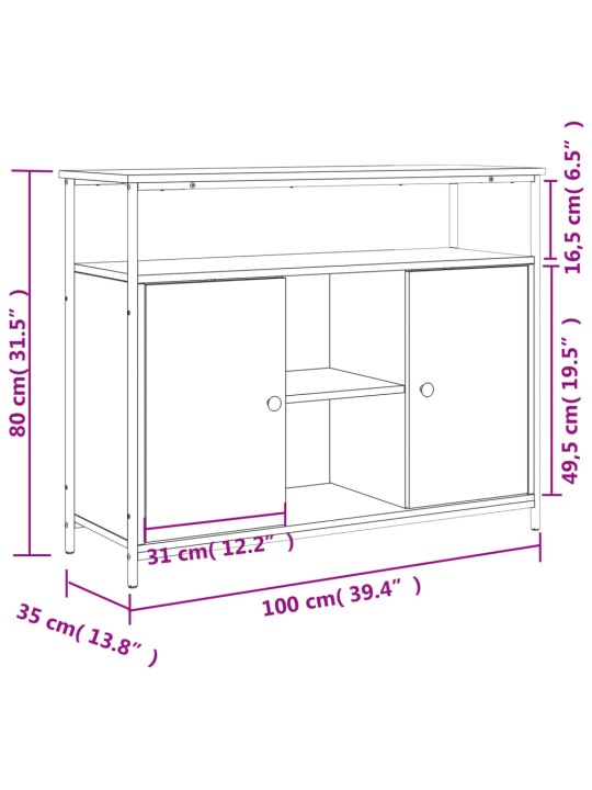 Puhvetkapp, hall sonoma tamm, 100 x 35 x 80 cm, tehispuit