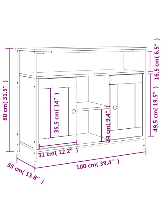 Puhvetkapp, must, 100 x 35 x 80 cm, tehispuit