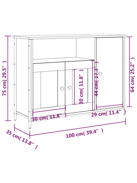 Puhvetkapp, must, 100 x 35 x 75 cm, tehispuit