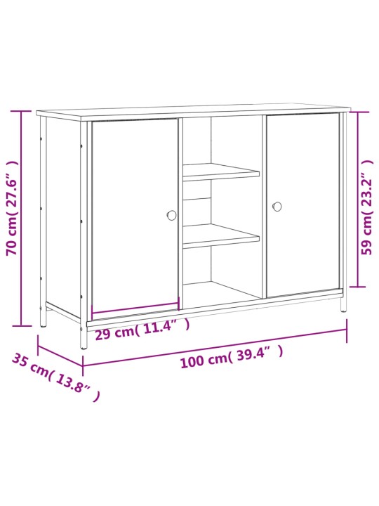 Puhvetkapp, must, 100 x 35 x 70 cm, tehispuit