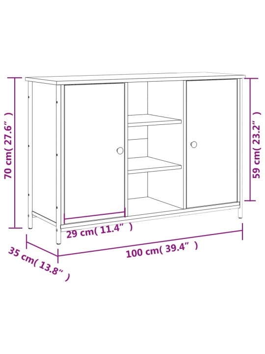 Puhvetkapp, suitsutatud tamm, 100 x 35 x 70 cm tehispuit