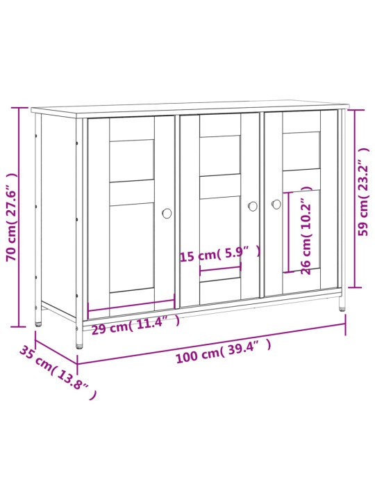 Puhvetkapp, hall sonoma tamm, 100 x 35 x 70 cm, tehispuit