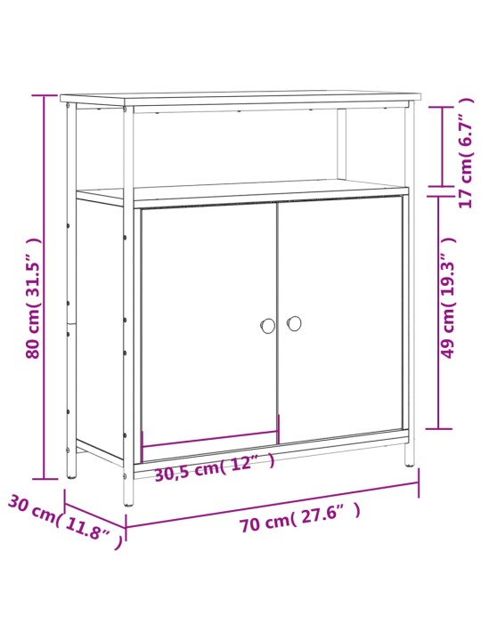 Puhvetkapp, must, 70 x 30 x 80 cm, tehispuit