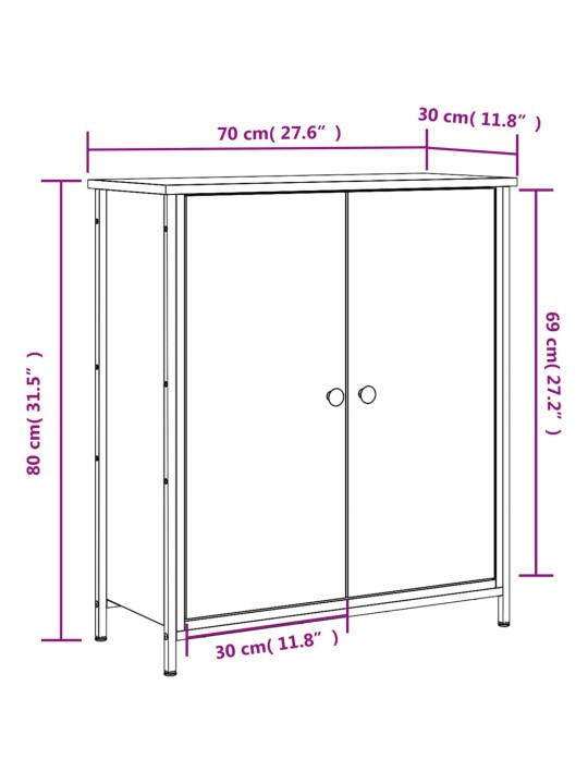 Puhvetkapp, must, 70 x 30 x 80 cm, tehispuit