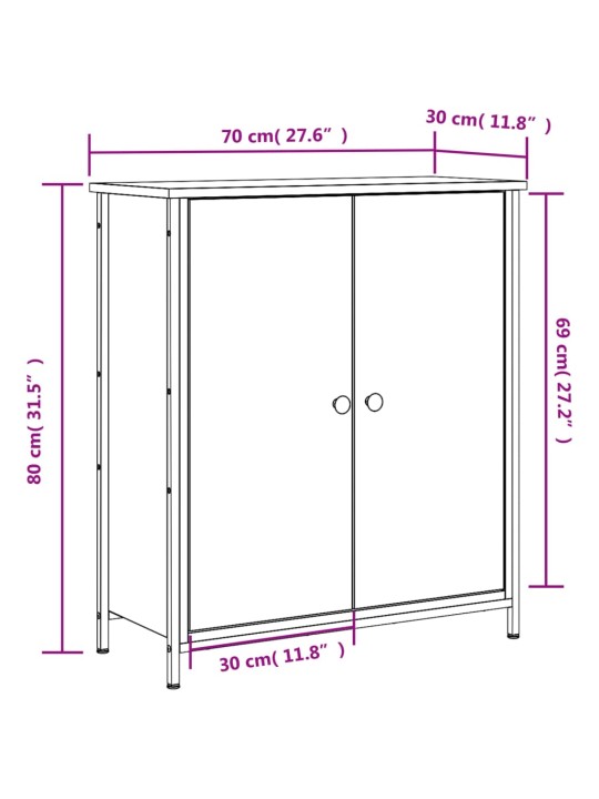 Puhvetkapp, hall sonoma tamm, 70x30x80 cm, tehispuit