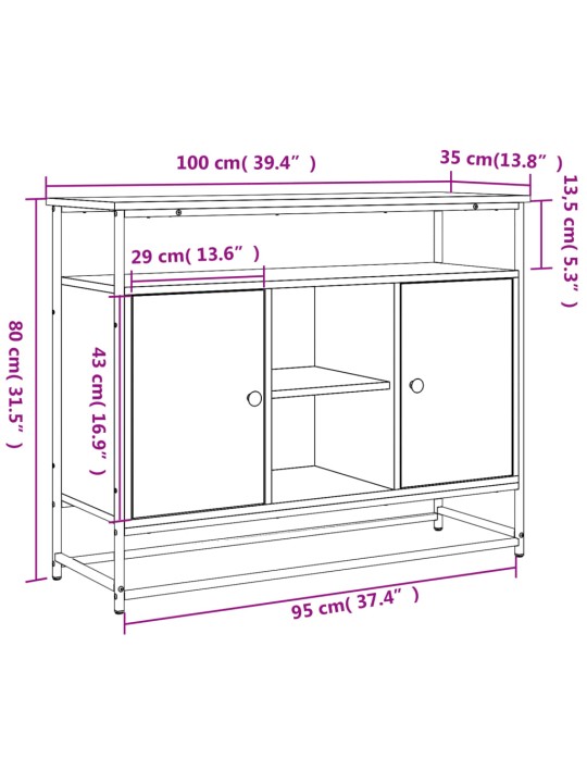 Puhvetkapp, must, 100 x 35 x 80 cm, tehispuit