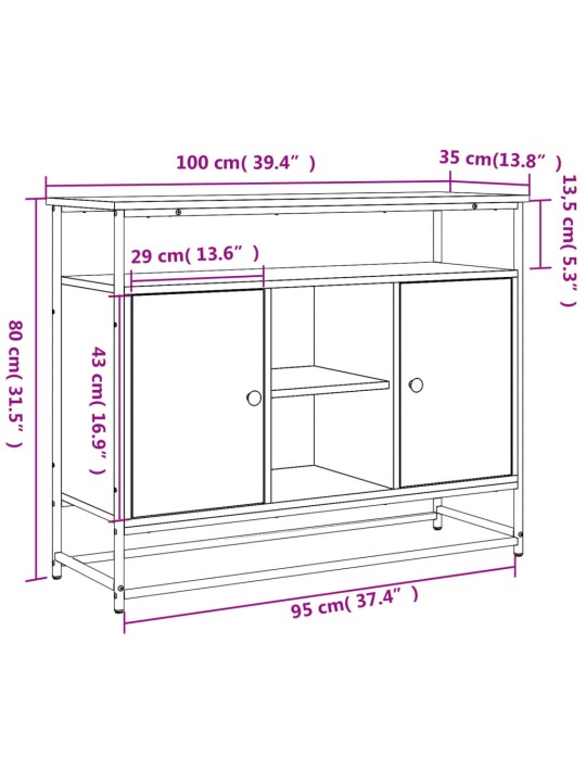 Puhvetkapp, pruun tamm, 100 x 35 x 80 cm, tehispuit