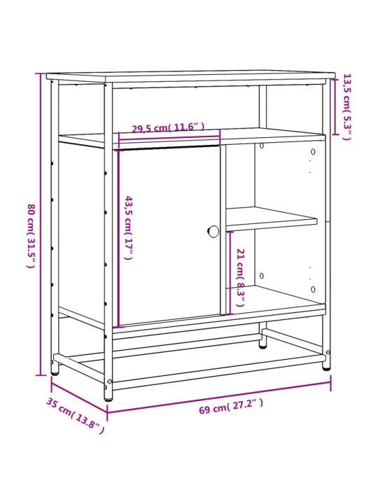 Puhvetkapp, hall sonoma tamm, 69 x 35 x 80 cm, tehispuit