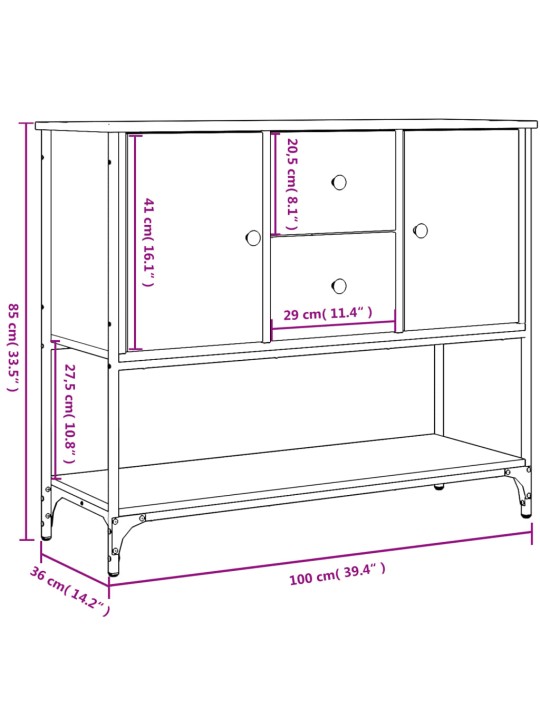 Puhvetkapp, must, 100 x 36 x 85 cm, tehispuit