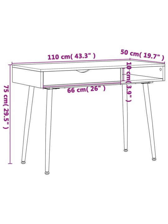 Sahtliga arvutilaud, pruun, 110 x 50 x 75 cm, tehispuit