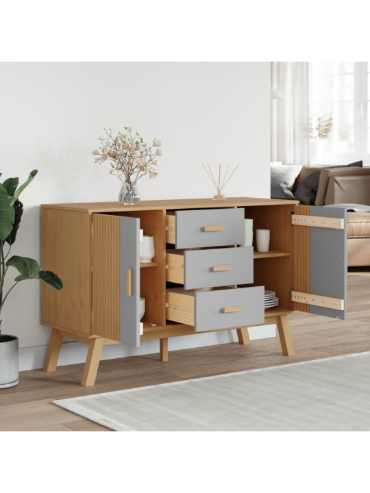 PUHVETKAPP "OLDEN", HALL JA PRUUN, 114X43X73,5 CM, MÄNNIPUIT