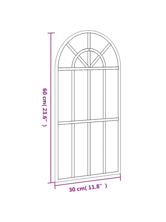 Seinapeegel, must, 30x60 cm, kaarekujuline, raud